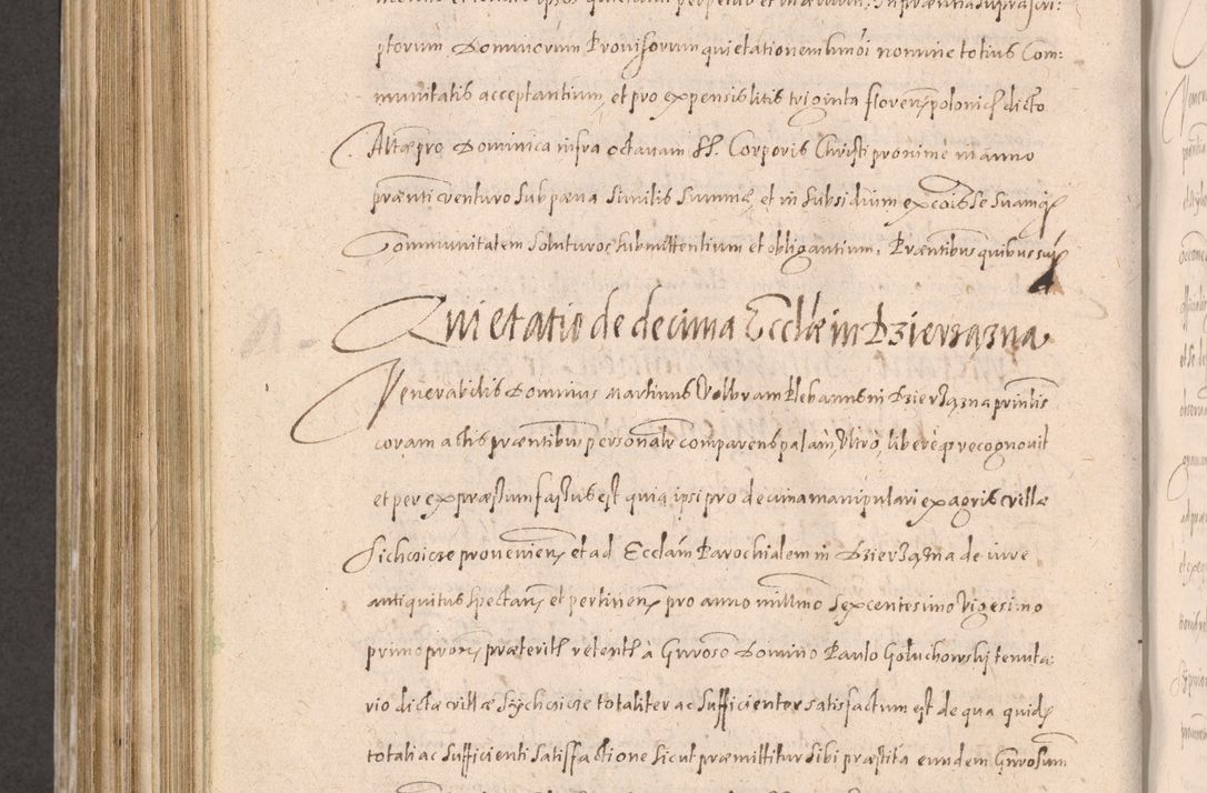 Zdjęcie nr 740 dla obiektu archiwalnego: Acta actorum causarum obligationum institutionum decretorum constitutionum quietationum resignationum cissionum et atiaru obsernationum tam indiciariarum quam extra indiciariarum coram Admodum Reverendo Domino Joanne Zerzynski Canonico Vicario in Spiritualibus et Officiali generali Cracoviensis ad Annum Domini Millesimum Sextentissimum Vigesimum Indictione tertia Pontificatus SSmi D. N. D. Pauli Divina pronidentia Papae V. foeliciter moderni anno ipsins subfelici regimine Diocesis Cracoviensis Illustrissimi ac Reverendissimi D. N. D. Martini Szyszkowski Deigratia Episcopus Cracoviensis Ducis Severiensis in continuantur.