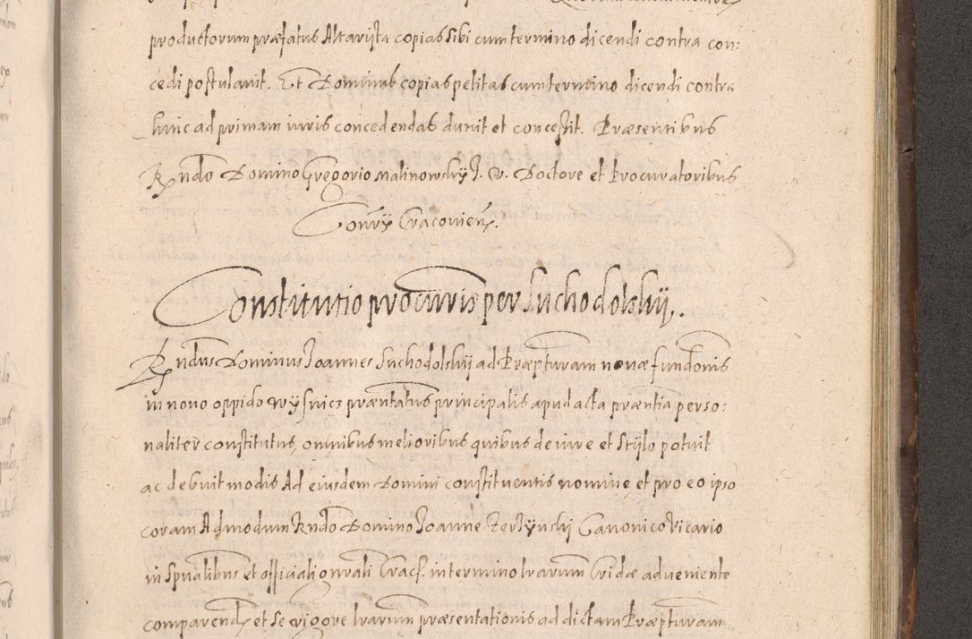 Zdjęcie nr 731 dla obiektu archiwalnego: Acta actorum causarum obligationum institutionum decretorum constitutionum quietationum resignationum cissionum et atiaru obsernationum tam indiciariarum quam extra indiciariarum coram Admodum Reverendo Domino Joanne Zerzynski Canonico Vicario in Spiritualibus et Officiali generali Cracoviensis ad Annum Domini Millesimum Sextentissimum Vigesimum Indictione tertia Pontificatus SSmi D. N. D. Pauli Divina pronidentia Papae V. foeliciter moderni anno ipsins subfelici regimine Diocesis Cracoviensis Illustrissimi ac Reverendissimi D. N. D. Martini Szyszkowski Deigratia Episcopus Cracoviensis Ducis Severiensis in continuantur.
