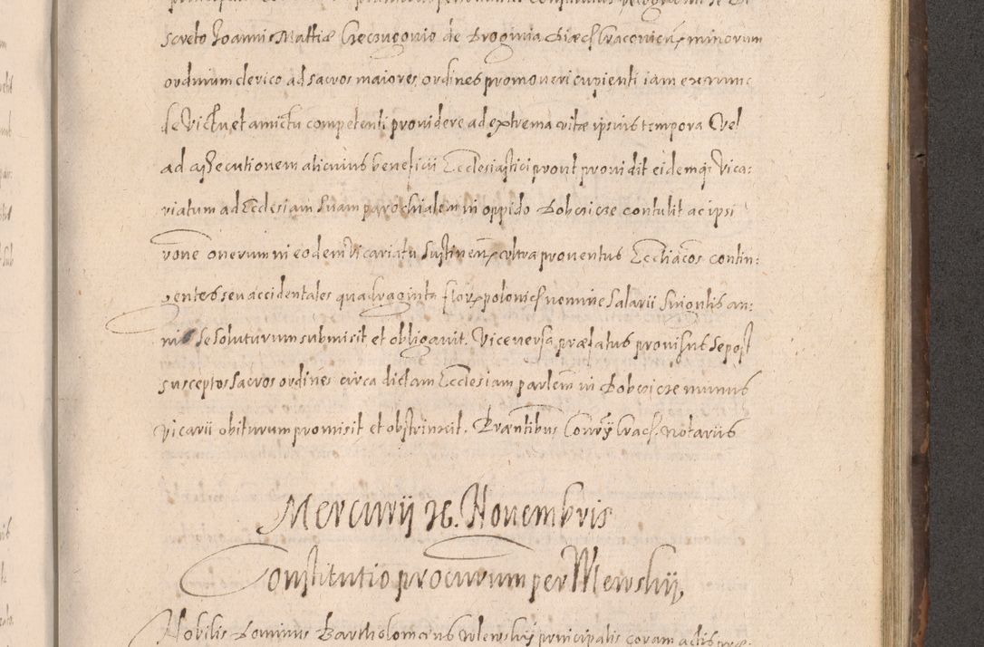 Zdjęcie nr 715 dla obiektu archiwalnego: Acta actorum causarum obligationum institutionum decretorum constitutionum quietationum resignationum cissionum et atiaru obsernationum tam indiciariarum quam extra indiciariarum coram Admodum Reverendo Domino Joanne Zerzynski Canonico Vicario in Spiritualibus et Officiali generali Cracoviensis ad Annum Domini Millesimum Sextentissimum Vigesimum Indictione tertia Pontificatus SSmi D. N. D. Pauli Divina pronidentia Papae V. foeliciter moderni anno ipsins subfelici regimine Diocesis Cracoviensis Illustrissimi ac Reverendissimi D. N. D. Martini Szyszkowski Deigratia Episcopus Cracoviensis Ducis Severiensis in continuantur.