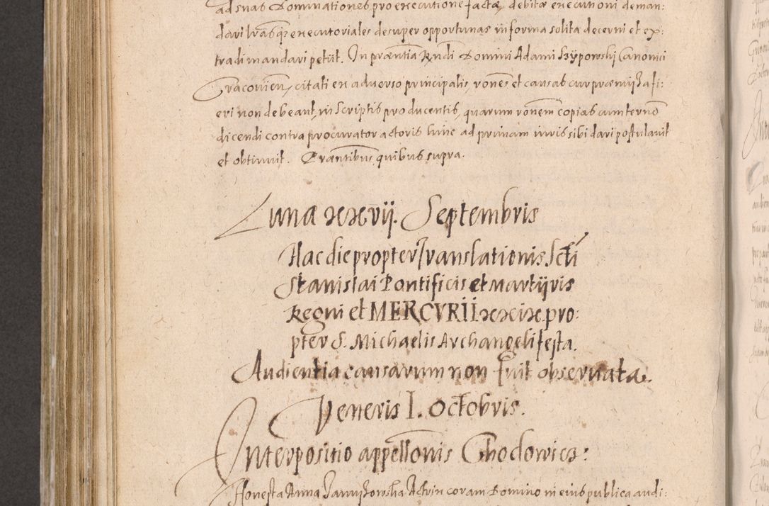 Zdjęcie nr 676 dla obiektu archiwalnego: Acta actorum causarum obligationum institutionum decretorum constitutionum quietationum resignationum cissionum et atiaru obsernationum tam indiciariarum quam extra indiciariarum coram Admodum Reverendo Domino Joanne Zerzynski Canonico Vicario in Spiritualibus et Officiali generali Cracoviensis ad Annum Domini Millesimum Sextentissimum Vigesimum Indictione tertia Pontificatus SSmi D. N. D. Pauli Divina pronidentia Papae V. foeliciter moderni anno ipsins subfelici regimine Diocesis Cracoviensis Illustrissimi ac Reverendissimi D. N. D. Martini Szyszkowski Deigratia Episcopus Cracoviensis Ducis Severiensis in continuantur.