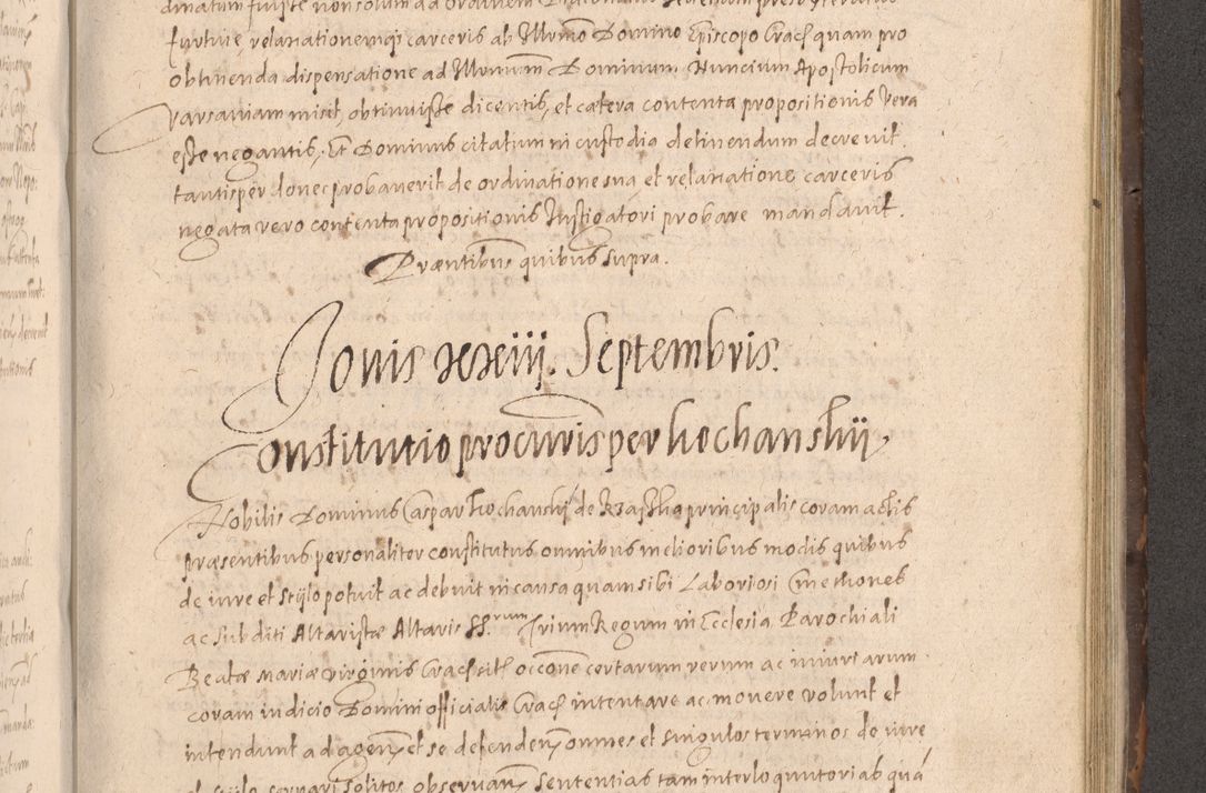 Zdjęcie nr 669 dla obiektu archiwalnego: Acta actorum causarum obligationum institutionum decretorum constitutionum quietationum resignationum cissionum et atiaru obsernationum tam indiciariarum quam extra indiciariarum coram Admodum Reverendo Domino Joanne Zerzynski Canonico Vicario in Spiritualibus et Officiali generali Cracoviensis ad Annum Domini Millesimum Sextentissimum Vigesimum Indictione tertia Pontificatus SSmi D. N. D. Pauli Divina pronidentia Papae V. foeliciter moderni anno ipsins subfelici regimine Diocesis Cracoviensis Illustrissimi ac Reverendissimi D. N. D. Martini Szyszkowski Deigratia Episcopus Cracoviensis Ducis Severiensis in continuantur.
