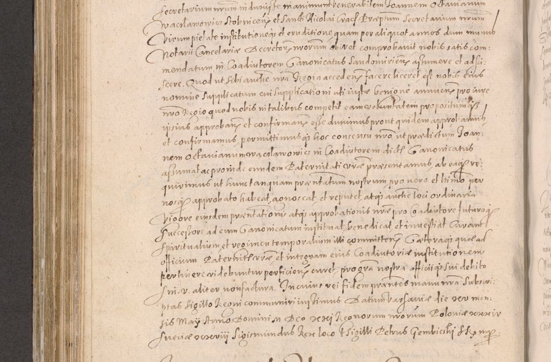 Zdjęcie nr 638 dla obiektu archiwalnego: Acta actorum causarum obligationum institutionum decretorum constitutionum quietationum resignationum cissionum et atiaru obsernationum tam indiciariarum quam extra indiciariarum coram Admodum Reverendo Domino Joanne Zerzynski Canonico Vicario in Spiritualibus et Officiali generali Cracoviensis ad Annum Domini Millesimum Sextentissimum Vigesimum Indictione tertia Pontificatus SSmi D. N. D. Pauli Divina pronidentia Papae V. foeliciter moderni anno ipsins subfelici regimine Diocesis Cracoviensis Illustrissimi ac Reverendissimi D. N. D. Martini Szyszkowski Deigratia Episcopus Cracoviensis Ducis Severiensis in continuantur.