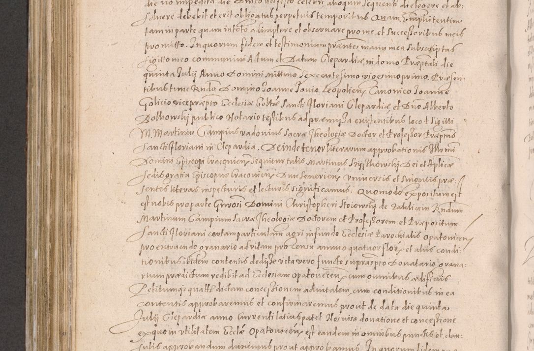 Zdjęcie nr 634 dla obiektu archiwalnego: Acta actorum causarum obligationum institutionum decretorum constitutionum quietationum resignationum cissionum et atiaru obsernationum tam indiciariarum quam extra indiciariarum coram Admodum Reverendo Domino Joanne Zerzynski Canonico Vicario in Spiritualibus et Officiali generali Cracoviensis ad Annum Domini Millesimum Sextentissimum Vigesimum Indictione tertia Pontificatus SSmi D. N. D. Pauli Divina pronidentia Papae V. foeliciter moderni anno ipsins subfelici regimine Diocesis Cracoviensis Illustrissimi ac Reverendissimi D. N. D. Martini Szyszkowski Deigratia Episcopus Cracoviensis Ducis Severiensis in continuantur.