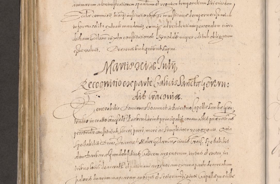 Zdjęcie nr 1018 dla obiektu archiwalnego: Acta actorum causarum obligationum institutionum decretorum constitutionum quietationum resignationum cissionum et atiaru obsernationum tam indiciariarum quam extra indiciariarum coram Admodum Reverendo Domino Joanne Zerzynski Canonico Vicario in Spiritualibus et Officiali generali Cracoviensis ad Annum Domini Millesimum Sextentissimum Vigesimum Indictione tertia Pontificatus SSmi D. N. D. Pauli Divina pronidentia Papae V. foeliciter moderni anno ipsins subfelici regimine Diocesis Cracoviensis Illustrissimi ac Reverendissimi D. N. D. Martini Szyszkowski Deigratia Episcopus Cracoviensis Ducis Severiensis in continuantur.