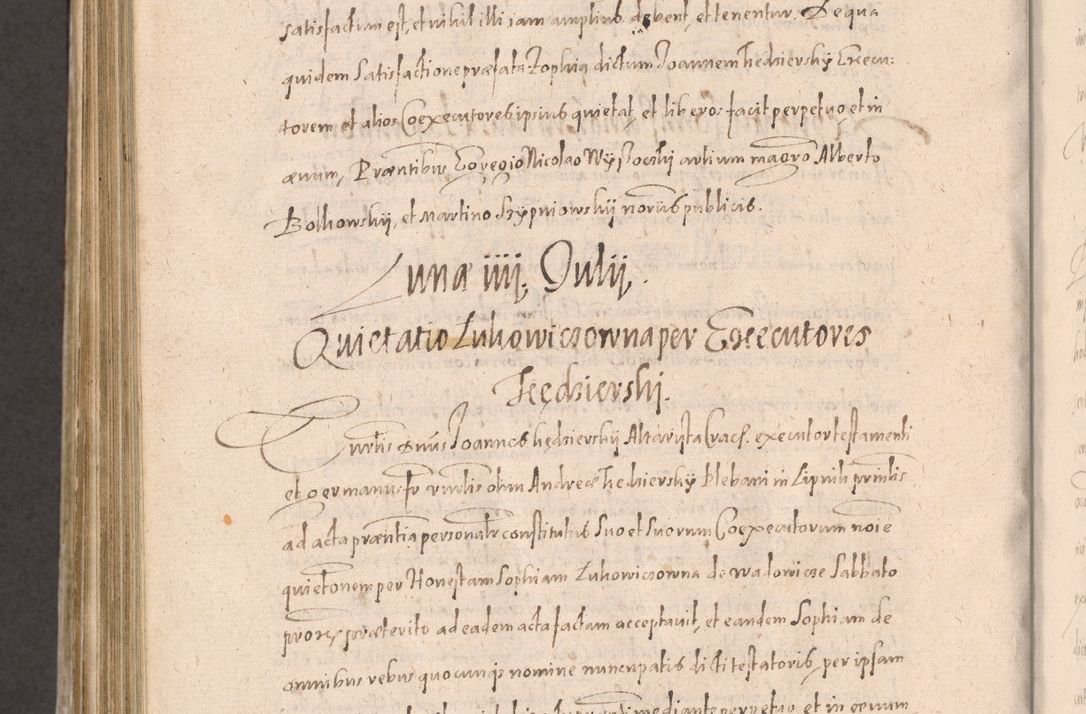 Zdjęcie nr 994 dla obiektu archiwalnego: Acta actorum causarum obligationum institutionum decretorum constitutionum quietationum resignationum cissionum et atiaru obsernationum tam indiciariarum quam extra indiciariarum coram Admodum Reverendo Domino Joanne Zerzynski Canonico Vicario in Spiritualibus et Officiali generali Cracoviensis ad Annum Domini Millesimum Sextentissimum Vigesimum Indictione tertia Pontificatus SSmi D. N. D. Pauli Divina pronidentia Papae V. foeliciter moderni anno ipsins subfelici regimine Diocesis Cracoviensis Illustrissimi ac Reverendissimi D. N. D. Martini Szyszkowski Deigratia Episcopus Cracoviensis Ducis Severiensis in continuantur.