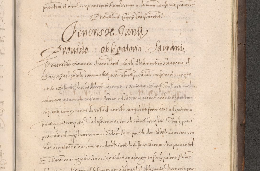 Zdjęcie nr 959 dla obiektu archiwalnego: Acta actorum causarum obligationum institutionum decretorum constitutionum quietationum resignationum cissionum et atiaru obsernationum tam indiciariarum quam extra indiciariarum coram Admodum Reverendo Domino Joanne Zerzynski Canonico Vicario in Spiritualibus et Officiali generali Cracoviensis ad Annum Domini Millesimum Sextentissimum Vigesimum Indictione tertia Pontificatus SSmi D. N. D. Pauli Divina pronidentia Papae V. foeliciter moderni anno ipsins subfelici regimine Diocesis Cracoviensis Illustrissimi ac Reverendissimi D. N. D. Martini Szyszkowski Deigratia Episcopus Cracoviensis Ducis Severiensis in continuantur.