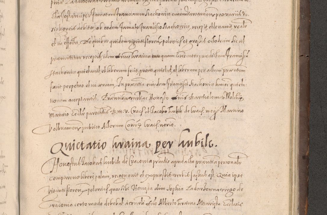 Zdjęcie nr 955 dla obiektu archiwalnego: Acta actorum causarum obligationum institutionum decretorum constitutionum quietationum resignationum cissionum et atiaru obsernationum tam indiciariarum quam extra indiciariarum coram Admodum Reverendo Domino Joanne Zerzynski Canonico Vicario in Spiritualibus et Officiali generali Cracoviensis ad Annum Domini Millesimum Sextentissimum Vigesimum Indictione tertia Pontificatus SSmi D. N. D. Pauli Divina pronidentia Papae V. foeliciter moderni anno ipsins subfelici regimine Diocesis Cracoviensis Illustrissimi ac Reverendissimi D. N. D. Martini Szyszkowski Deigratia Episcopus Cracoviensis Ducis Severiensis in continuantur.