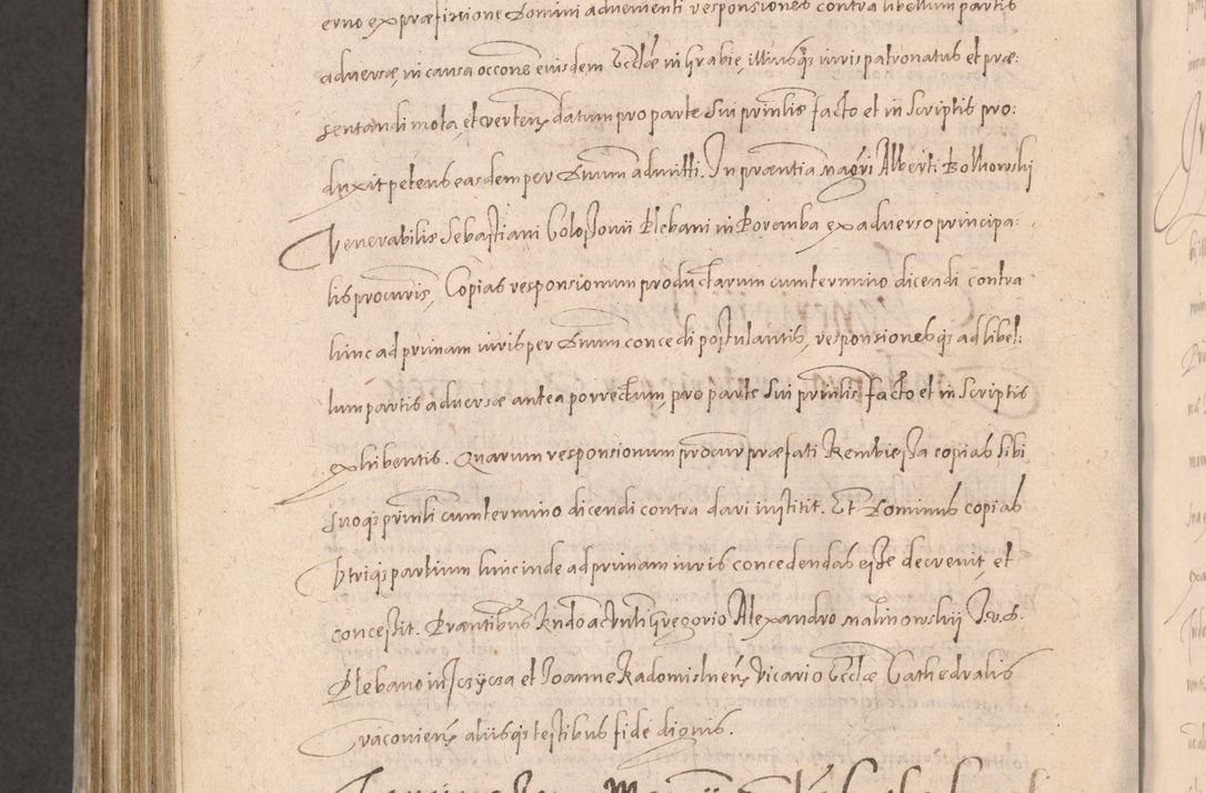 Zdjęcie nr 952 dla obiektu archiwalnego: Acta actorum causarum obligationum institutionum decretorum constitutionum quietationum resignationum cissionum et atiaru obsernationum tam indiciariarum quam extra indiciariarum coram Admodum Reverendo Domino Joanne Zerzynski Canonico Vicario in Spiritualibus et Officiali generali Cracoviensis ad Annum Domini Millesimum Sextentissimum Vigesimum Indictione tertia Pontificatus SSmi D. N. D. Pauli Divina pronidentia Papae V. foeliciter moderni anno ipsins subfelici regimine Diocesis Cracoviensis Illustrissimi ac Reverendissimi D. N. D. Martini Szyszkowski Deigratia Episcopus Cracoviensis Ducis Severiensis in continuantur.