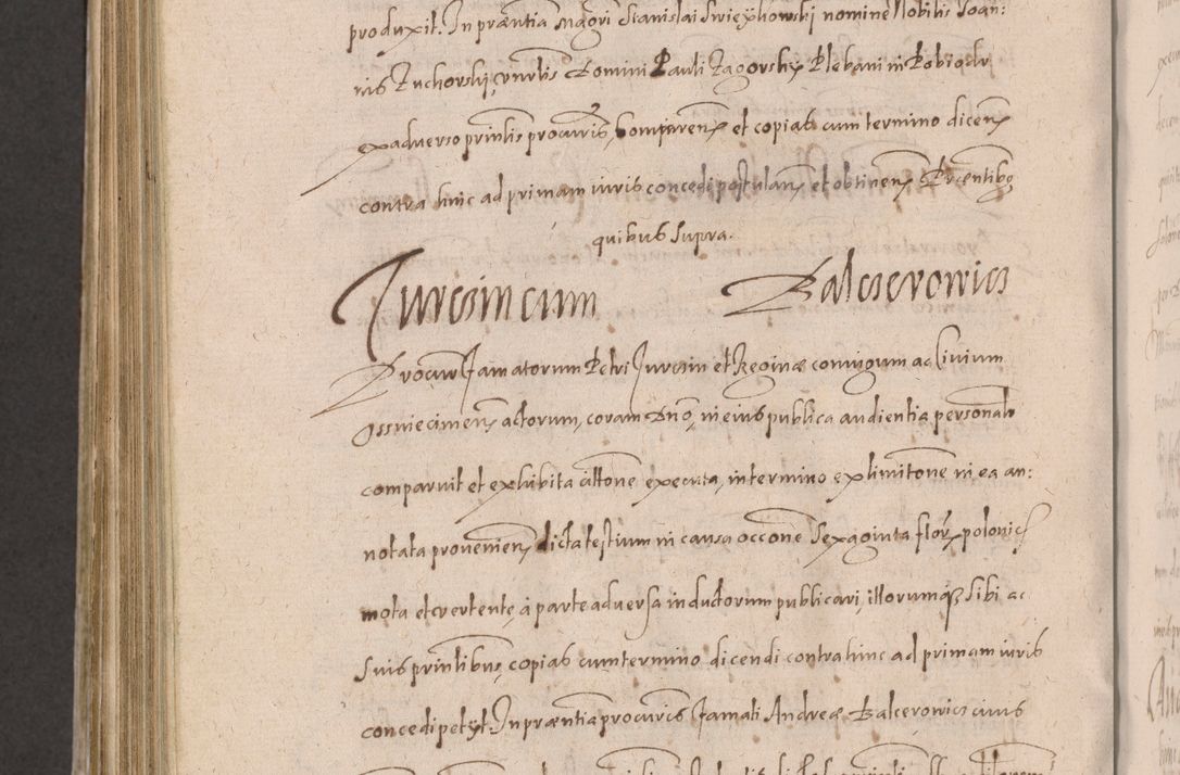 Zdjęcie nr 948 dla obiektu archiwalnego: Acta actorum causarum obligationum institutionum decretorum constitutionum quietationum resignationum cissionum et atiaru obsernationum tam indiciariarum quam extra indiciariarum coram Admodum Reverendo Domino Joanne Zerzynski Canonico Vicario in Spiritualibus et Officiali generali Cracoviensis ad Annum Domini Millesimum Sextentissimum Vigesimum Indictione tertia Pontificatus SSmi D. N. D. Pauli Divina pronidentia Papae V. foeliciter moderni anno ipsins subfelici regimine Diocesis Cracoviensis Illustrissimi ac Reverendissimi D. N. D. Martini Szyszkowski Deigratia Episcopus Cracoviensis Ducis Severiensis in continuantur.