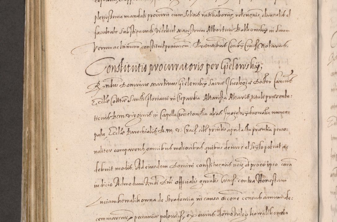 Zdjęcie nr 944 dla obiektu archiwalnego: Acta actorum causarum obligationum institutionum decretorum constitutionum quietationum resignationum cissionum et atiaru obsernationum tam indiciariarum quam extra indiciariarum coram Admodum Reverendo Domino Joanne Zerzynski Canonico Vicario in Spiritualibus et Officiali generali Cracoviensis ad Annum Domini Millesimum Sextentissimum Vigesimum Indictione tertia Pontificatus SSmi D. N. D. Pauli Divina pronidentia Papae V. foeliciter moderni anno ipsins subfelici regimine Diocesis Cracoviensis Illustrissimi ac Reverendissimi D. N. D. Martini Szyszkowski Deigratia Episcopus Cracoviensis Ducis Severiensis in continuantur.