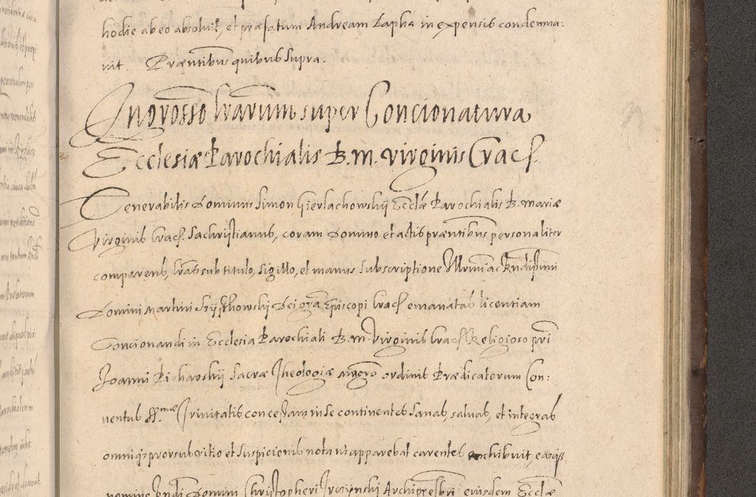 Zdjęcie nr 871 dla obiektu archiwalnego: Acta actorum causarum obligationum institutionum decretorum constitutionum quietationum resignationum cissionum et atiaru obsernationum tam indiciariarum quam extra indiciariarum coram Admodum Reverendo Domino Joanne Zerzynski Canonico Vicario in Spiritualibus et Officiali generali Cracoviensis ad Annum Domini Millesimum Sextentissimum Vigesimum Indictione tertia Pontificatus SSmi D. N. D. Pauli Divina pronidentia Papae V. foeliciter moderni anno ipsins subfelici regimine Diocesis Cracoviensis Illustrissimi ac Reverendissimi D. N. D. Martini Szyszkowski Deigratia Episcopus Cracoviensis Ducis Severiensis in continuantur.