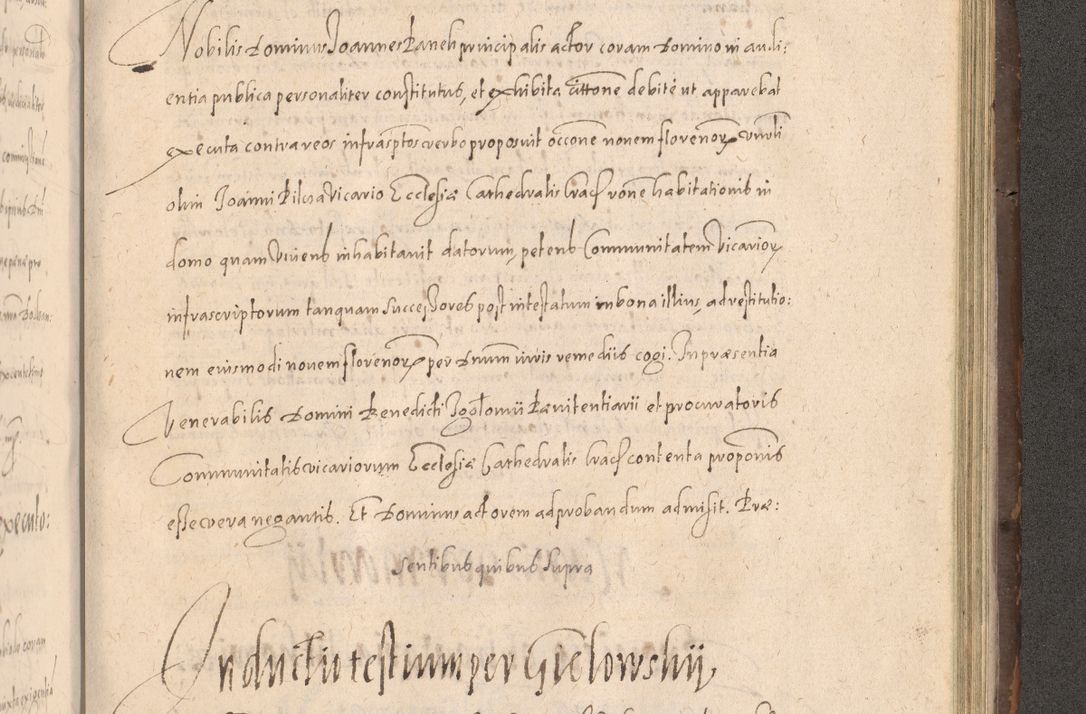 Zdjęcie nr 855 dla obiektu archiwalnego: Acta actorum causarum obligationum institutionum decretorum constitutionum quietationum resignationum cissionum et atiaru obsernationum tam indiciariarum quam extra indiciariarum coram Admodum Reverendo Domino Joanne Zerzynski Canonico Vicario in Spiritualibus et Officiali generali Cracoviensis ad Annum Domini Millesimum Sextentissimum Vigesimum Indictione tertia Pontificatus SSmi D. N. D. Pauli Divina pronidentia Papae V. foeliciter moderni anno ipsins subfelici regimine Diocesis Cracoviensis Illustrissimi ac Reverendissimi D. N. D. Martini Szyszkowski Deigratia Episcopus Cracoviensis Ducis Severiensis in continuantur.