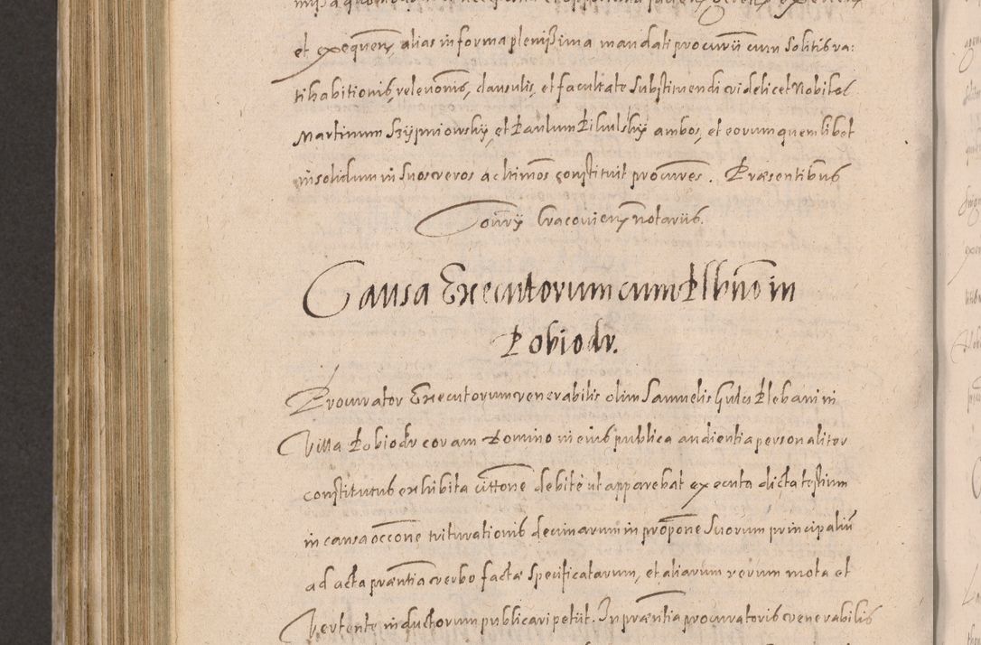 Zdjęcie nr 848 dla obiektu archiwalnego: Acta actorum causarum obligationum institutionum decretorum constitutionum quietationum resignationum cissionum et atiaru obsernationum tam indiciariarum quam extra indiciariarum coram Admodum Reverendo Domino Joanne Zerzynski Canonico Vicario in Spiritualibus et Officiali generali Cracoviensis ad Annum Domini Millesimum Sextentissimum Vigesimum Indictione tertia Pontificatus SSmi D. N. D. Pauli Divina pronidentia Papae V. foeliciter moderni anno ipsins subfelici regimine Diocesis Cracoviensis Illustrissimi ac Reverendissimi D. N. D. Martini Szyszkowski Deigratia Episcopus Cracoviensis Ducis Severiensis in continuantur.