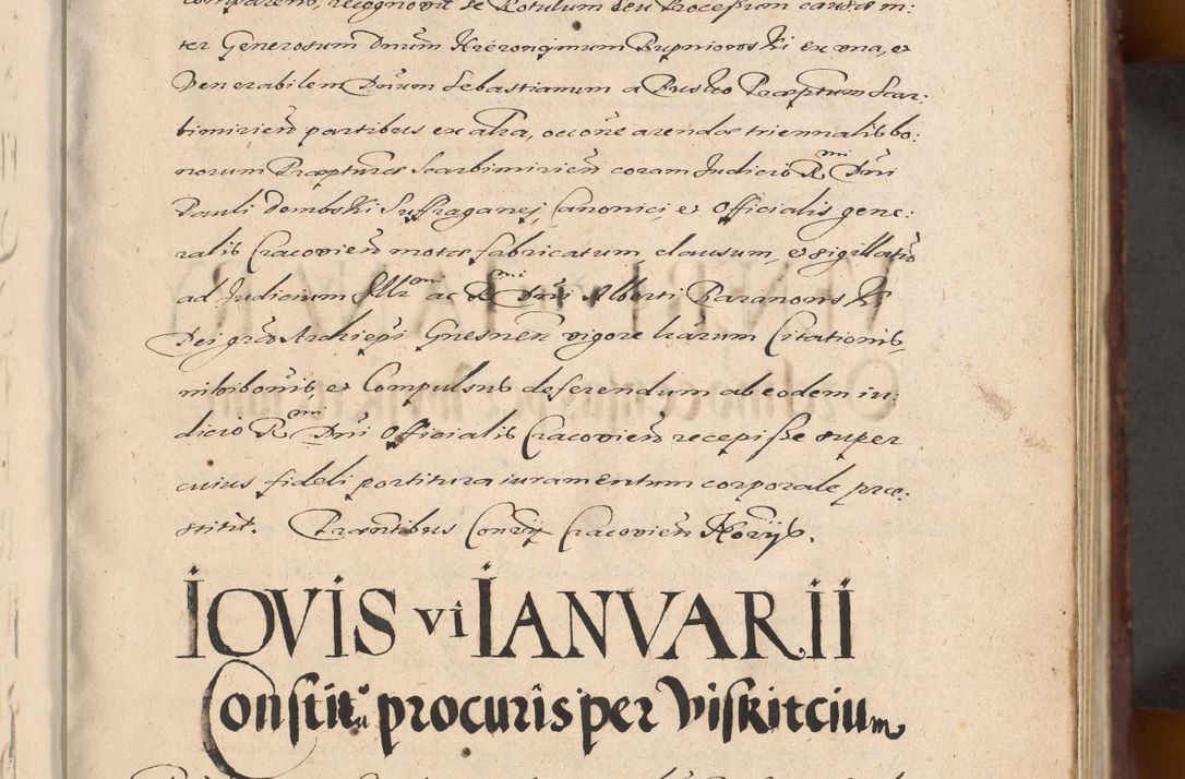 Zdjęcie nr 7 dla obiektu archiwalnego: Acta actorum causarum sententiarum tam diffinitiuarum quam interloquutorisrum decretorum obligationum quietationum procuratorum constitutionum etc. etc. coram Reverendo Domino Paulo Dembski Dei et Apostolice Sedis Gratia Episcopalo Dicensis Suffraganeo Canonico Vicario in Spiritualibus et Officiali Generali Cracoviensis ad Annum Domini Millesimum Sexcentesimum Undecimum cuius indictio octava pontificatus Sanctissimi Domini Nostri Domini Pauli Divina Providentia Papae Vti foeliciter continuantur