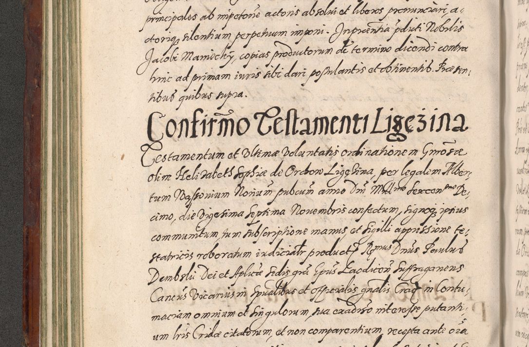 Zdjęcie nr 164 dla obiektu archiwalnego: Acta actorum causarum sententiarum tam diffinitiuarum quam interloquutorisrum decretorum obligationum quietationum procuratorum constitutionum etc. etc. coram Reverendo Domino Paulo Dembski Dei et Apostolice Sedis Gratia Episcopalo Dicensis Suffraganeo Canonico Vicario in Spiritualibus et Officiali Generali Cracoviensis ad Annum Domini Millesimum Sexcentesimum Undecimum cuius indictio octava pontificatus Sanctissimi Domini Nostri Domini Pauli Divina Providentia Papae Vti foeliciter continuantur