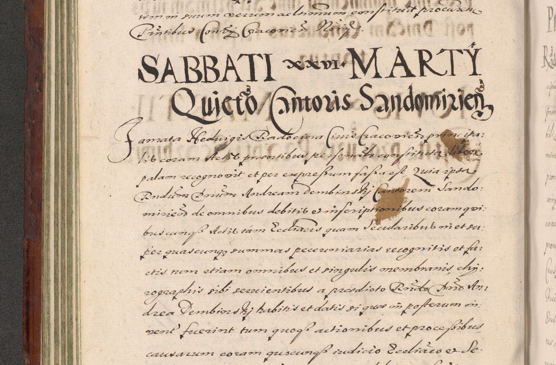 Zdjęcie nr 132 dla obiektu archiwalnego: Acta actorum causarum sententiarum tam diffinitiuarum quam interloquutorisrum decretorum obligationum quietationum procuratorum constitutionum etc. etc. coram Reverendo Domino Paulo Dembski Dei et Apostolice Sedis Gratia Episcopalo Dicensis Suffraganeo Canonico Vicario in Spiritualibus et Officiali Generali Cracoviensis ad Annum Domini Millesimum Sexcentesimum Undecimum cuius indictio octava pontificatus Sanctissimi Domini Nostri Domini Pauli Divina Providentia Papae Vti foeliciter continuantur