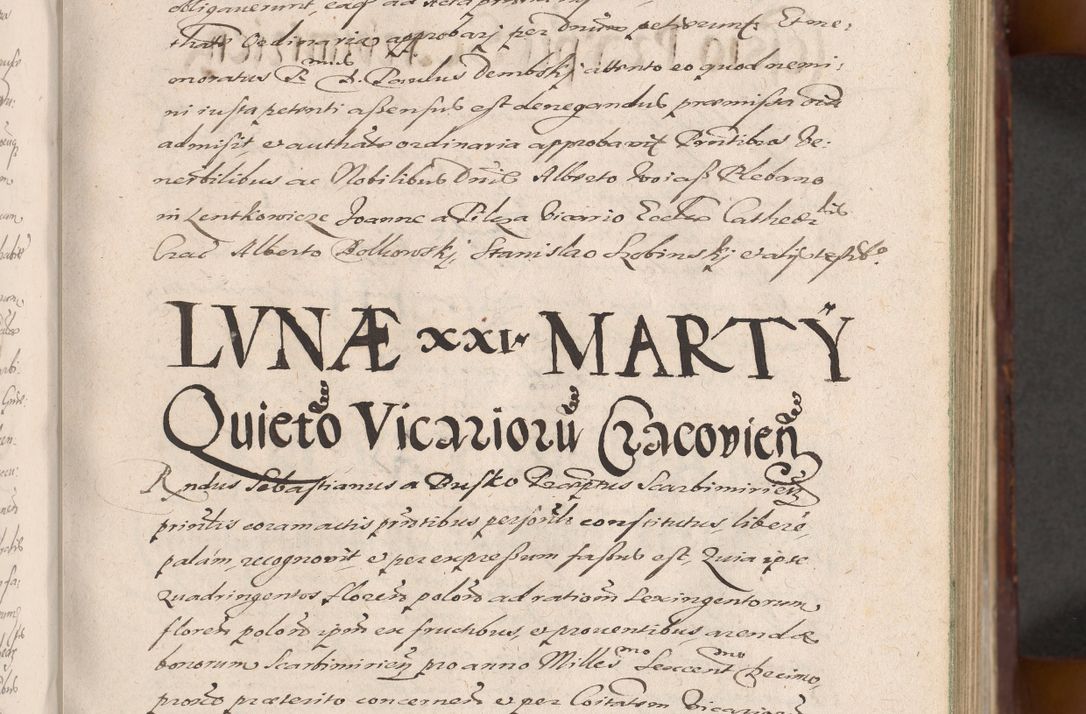 Zdjęcie nr 123 dla obiektu archiwalnego: Acta actorum causarum sententiarum tam diffinitiuarum quam interloquutorisrum decretorum obligationum quietationum procuratorum constitutionum etc. etc. coram Reverendo Domino Paulo Dembski Dei et Apostolice Sedis Gratia Episcopalo Dicensis Suffraganeo Canonico Vicario in Spiritualibus et Officiali Generali Cracoviensis ad Annum Domini Millesimum Sexcentesimum Undecimum cuius indictio octava pontificatus Sanctissimi Domini Nostri Domini Pauli Divina Providentia Papae Vti foeliciter continuantur