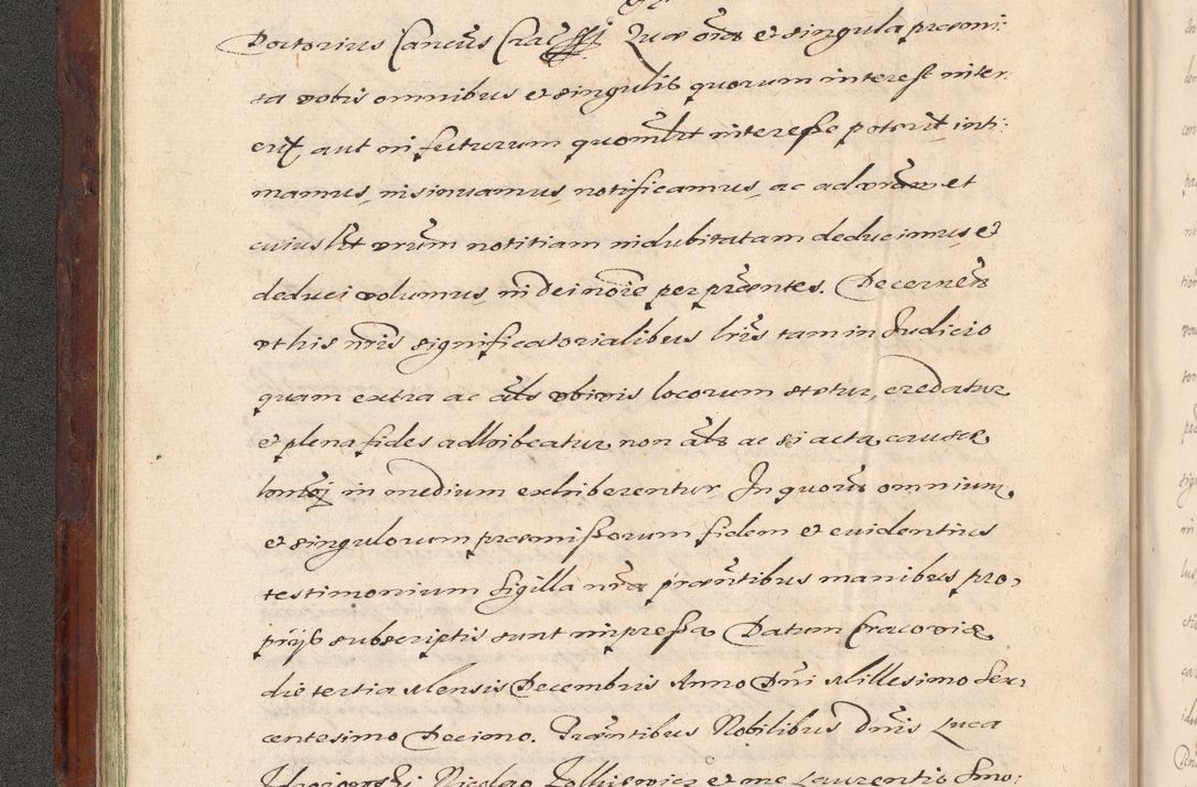 Zdjęcie nr 50 dla obiektu archiwalnego: Acta actorum causarum sententiarum tam diffinitiuarum quam interloquutorisrum decretorum obligationum quietationum procuratorum constitutionum etc. etc. coram Reverendo Domino Paulo Dembski Dei et Apostolice Sedis Gratia Episcopalo Dicensis Suffraganeo Canonico Vicario in Spiritualibus et Officiali Generali Cracoviensis ad Annum Domini Millesimum Sexcentesimum Undecimum cuius indictio octava pontificatus Sanctissimi Domini Nostri Domini Pauli Divina Providentia Papae Vti foeliciter continuantur