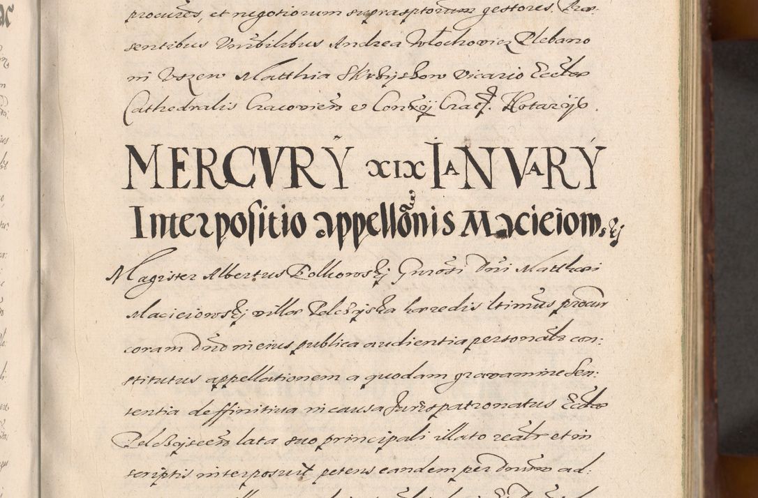 Zdjęcie nr 35 dla obiektu archiwalnego: Acta actorum causarum sententiarum tam diffinitiuarum quam interloquutorisrum decretorum obligationum quietationum procuratorum constitutionum etc. etc. coram Reverendo Domino Paulo Dembski Dei et Apostolice Sedis Gratia Episcopalo Dicensis Suffraganeo Canonico Vicario in Spiritualibus et Officiali Generali Cracoviensis ad Annum Domini Millesimum Sexcentesimum Undecimum cuius indictio octava pontificatus Sanctissimi Domini Nostri Domini Pauli Divina Providentia Papae Vti foeliciter continuantur