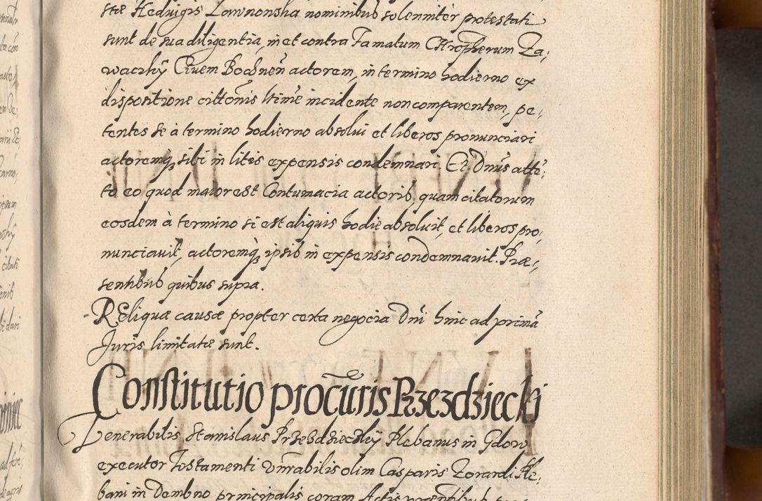 Zdjęcie nr 287 dla obiektu archiwalnego: Acta actorum causarum sententiarum tam diffinitiuarum quam interloquutorisrum decretorum obligationum quietationum procuratorum constitutionum etc. etc. coram Reverendo Domino Paulo Dembski Dei et Apostolice Sedis Gratia Episcopalo Dicensis Suffraganeo Canonico Vicario in Spiritualibus et Officiali Generali Cracoviensis ad Annum Domini Millesimum Sexcentesimum Undecimum cuius indictio octava pontificatus Sanctissimi Domini Nostri Domini Pauli Divina Providentia Papae Vti foeliciter continuantur