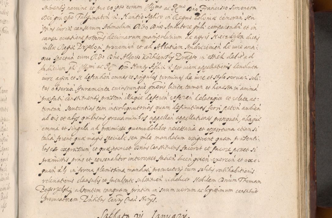 Zdjęcie nr 599 dla obiektu archiwalnego: Acta actorum causarum sententiarum tam diffinitiuarum quam interloquutorisrum decretorum obligationum quietationum procuratorum constitutionum etc. etc. coram Reverendo Domino Paulo Dembski Dei et Apostolice Sedis Gratia Episcopalo Dicensis Suffraganeo Canonico Vicario in Spiritualibus et Officiali Generali Cracoviensis ad Annum Domini Millesimum Sexcentesimum Undecimum cuius indictio octava pontificatus Sanctissimi Domini Nostri Domini Pauli Divina Providentia Papae Vti foeliciter continuantur