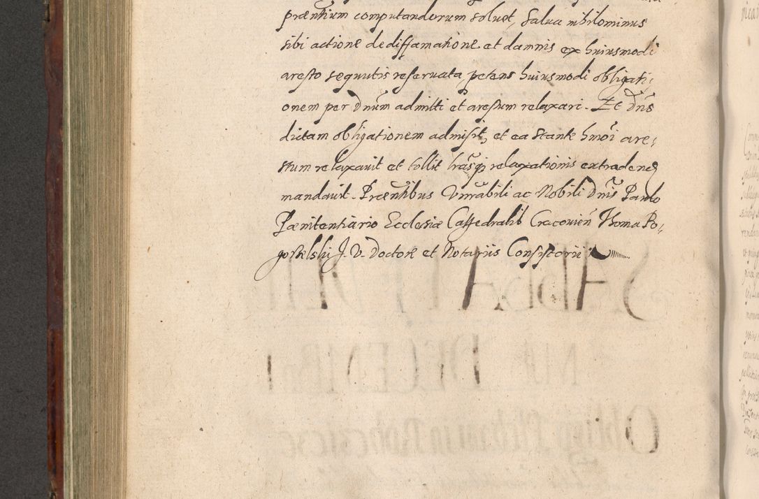 Zdjęcie nr 596 dla obiektu archiwalnego: Acta actorum causarum sententiarum tam diffinitiuarum quam interloquutorisrum decretorum obligationum quietationum procuratorum constitutionum etc. etc. coram Reverendo Domino Paulo Dembski Dei et Apostolice Sedis Gratia Episcopalo Dicensis Suffraganeo Canonico Vicario in Spiritualibus et Officiali Generali Cracoviensis ad Annum Domini Millesimum Sexcentesimum Undecimum cuius indictio octava pontificatus Sanctissimi Domini Nostri Domini Pauli Divina Providentia Papae Vti foeliciter continuantur