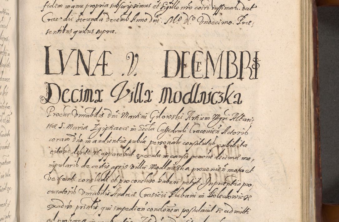 Zdjęcie nr 561 dla obiektu archiwalnego: Acta actorum causarum sententiarum tam diffinitiuarum quam interloquutorisrum decretorum obligationum quietationum procuratorum constitutionum etc. etc. coram Reverendo Domino Paulo Dembski Dei et Apostolice Sedis Gratia Episcopalo Dicensis Suffraganeo Canonico Vicario in Spiritualibus et Officiali Generali Cracoviensis ad Annum Domini Millesimum Sexcentesimum Undecimum cuius indictio octava pontificatus Sanctissimi Domini Nostri Domini Pauli Divina Providentia Papae Vti foeliciter continuantur