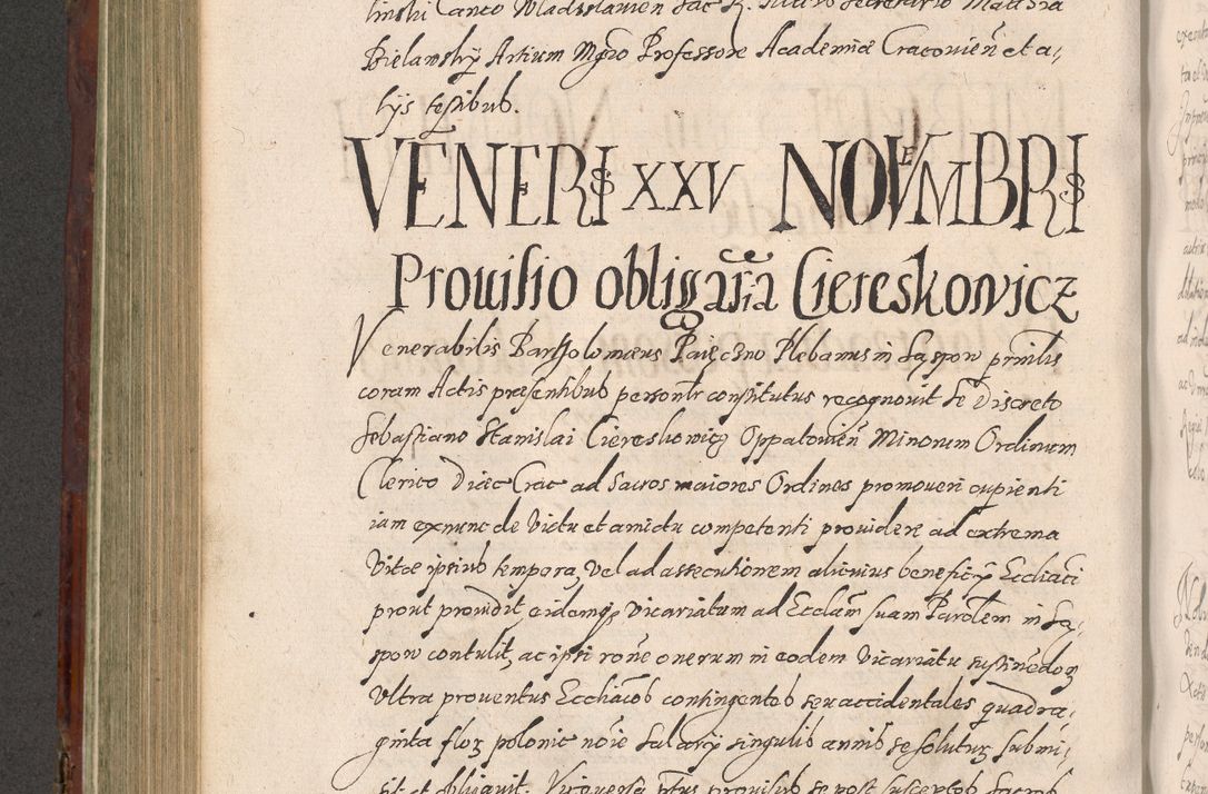 Zdjęcie nr 538 dla obiektu archiwalnego: Acta actorum causarum sententiarum tam diffinitiuarum quam interloquutorisrum decretorum obligationum quietationum procuratorum constitutionum etc. etc. coram Reverendo Domino Paulo Dembski Dei et Apostolice Sedis Gratia Episcopalo Dicensis Suffraganeo Canonico Vicario in Spiritualibus et Officiali Generali Cracoviensis ad Annum Domini Millesimum Sexcentesimum Undecimum cuius indictio octava pontificatus Sanctissimi Domini Nostri Domini Pauli Divina Providentia Papae Vti foeliciter continuantur