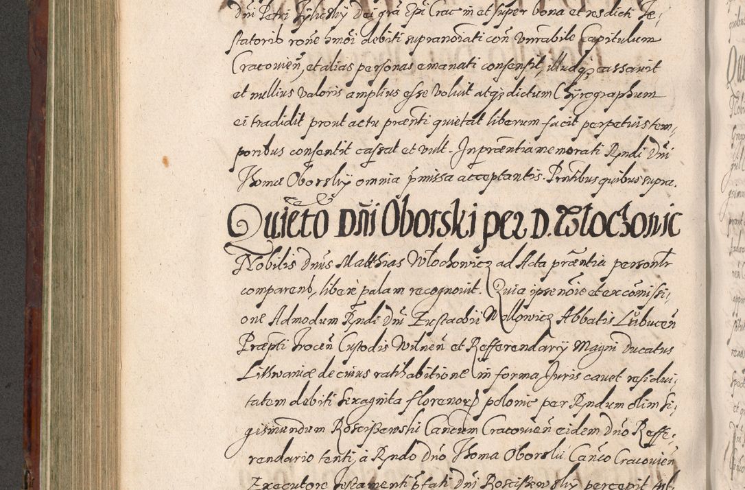 Zdjęcie nr 490 dla obiektu archiwalnego: Acta actorum causarum sententiarum tam diffinitiuarum quam interloquutorisrum decretorum obligationum quietationum procuratorum constitutionum etc. etc. coram Reverendo Domino Paulo Dembski Dei et Apostolice Sedis Gratia Episcopalo Dicensis Suffraganeo Canonico Vicario in Spiritualibus et Officiali Generali Cracoviensis ad Annum Domini Millesimum Sexcentesimum Undecimum cuius indictio octava pontificatus Sanctissimi Domini Nostri Domini Pauli Divina Providentia Papae Vti foeliciter continuantur
