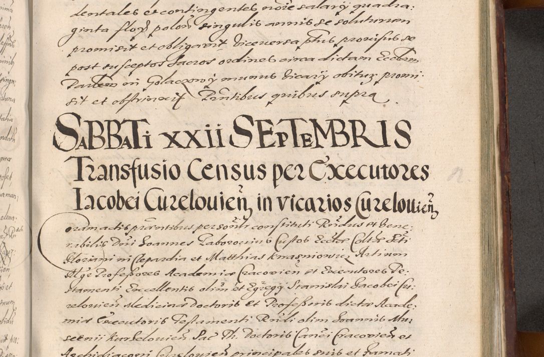 Zdjęcie nr 957 dla obiektu archiwalnego: Acta actorum causarum sententiarum tam diffinitiuarum quam interloquutorisrum decretorum obligationum quietationum procuratorum constitutionum etc. etc. coram Reverendo Domino Paulo Dembski Dei et Apostolice Sedis Gratia Episcopalo Dicensis Suffraganeo Canonico Vicario in Spiritualibus et Officiali Generali Cracoviensis ad Annum Domini Millesimum Sexcentesimum Undecimum cuius indictio octava pontificatus Sanctissimi Domini Nostri Domini Pauli Divina Providentia Papae Vti foeliciter continuantur