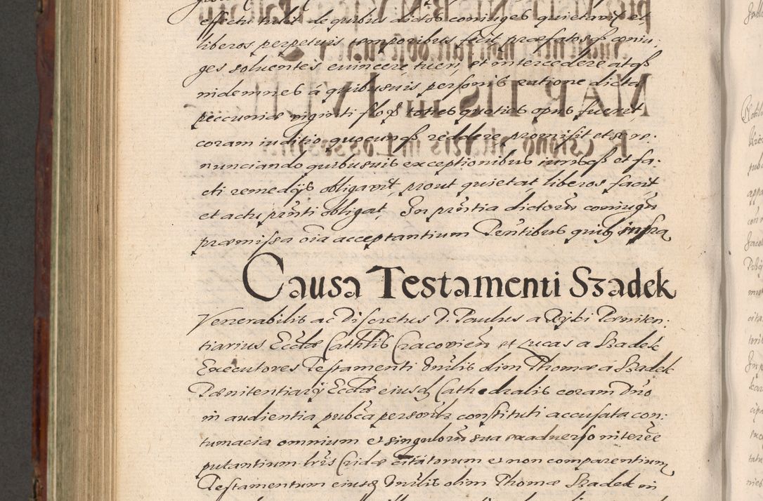 Zdjęcie nr 850 dla obiektu archiwalnego: Acta actorum causarum sententiarum tam diffinitiuarum quam interloquutorisrum decretorum obligationum quietationum procuratorum constitutionum etc. etc. coram Reverendo Domino Paulo Dembski Dei et Apostolice Sedis Gratia Episcopalo Dicensis Suffraganeo Canonico Vicario in Spiritualibus et Officiali Generali Cracoviensis ad Annum Domini Millesimum Sexcentesimum Undecimum cuius indictio octava pontificatus Sanctissimi Domini Nostri Domini Pauli Divina Providentia Papae Vti foeliciter continuantur