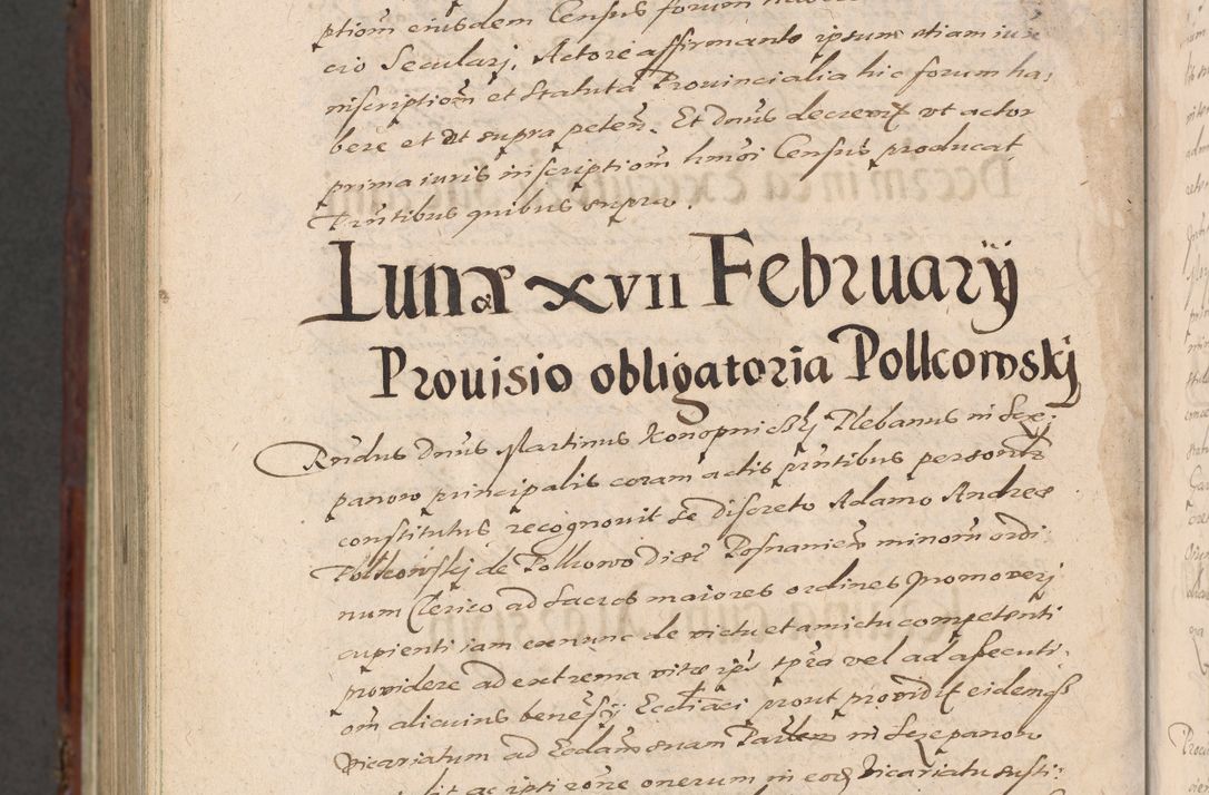 Zdjęcie nr 1464 dla obiektu archiwalnego: Acta actorum causarum sententiarum tam diffinitiuarum quam interloquutorisrum decretorum obligationum quietationum procuratorum constitutionum etc. etc. coram Reverendo Domino Paulo Dembski Dei et Apostolice Sedis Gratia Episcopalo Dicensis Suffraganeo Canonico Vicario in Spiritualibus et Officiali Generali Cracoviensis ad Annum Domini Millesimum Sexcentesimum Undecimum cuius indictio octava pontificatus Sanctissimi Domini Nostri Domini Pauli Divina Providentia Papae Vti foeliciter continuantur
