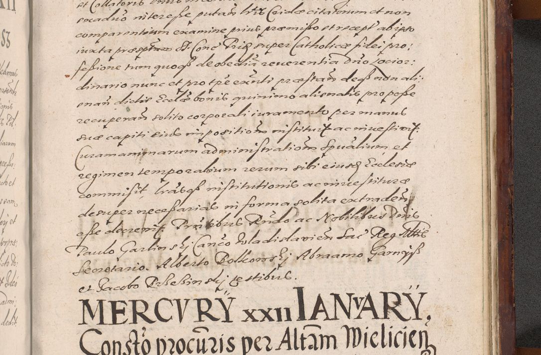 Zdjęcie nr 1435 dla obiektu archiwalnego: Acta actorum causarum sententiarum tam diffinitiuarum quam interloquutorisrum decretorum obligationum quietationum procuratorum constitutionum etc. etc. coram Reverendo Domino Paulo Dembski Dei et Apostolice Sedis Gratia Episcopalo Dicensis Suffraganeo Canonico Vicario in Spiritualibus et Officiali Generali Cracoviensis ad Annum Domini Millesimum Sexcentesimum Undecimum cuius indictio octava pontificatus Sanctissimi Domini Nostri Domini Pauli Divina Providentia Papae Vti foeliciter continuantur