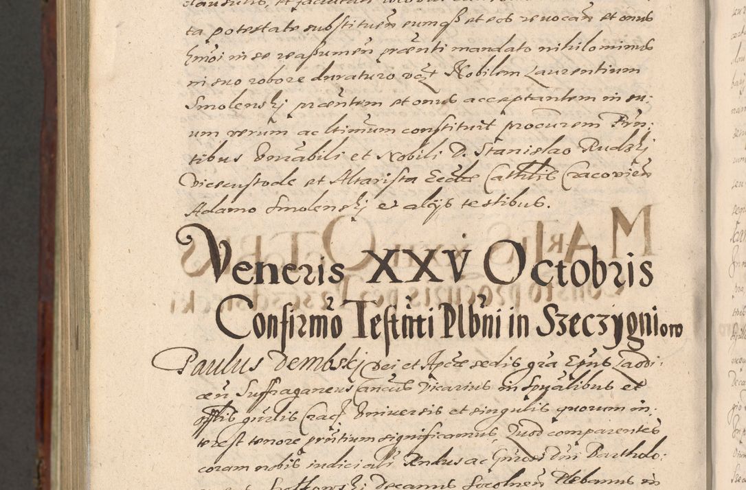 Zdjęcie nr 1420 dla obiektu archiwalnego: Acta actorum causarum sententiarum tam diffinitiuarum quam interloquutorisrum decretorum obligationum quietationum procuratorum constitutionum etc. etc. coram Reverendo Domino Paulo Dembski Dei et Apostolice Sedis Gratia Episcopalo Dicensis Suffraganeo Canonico Vicario in Spiritualibus et Officiali Generali Cracoviensis ad Annum Domini Millesimum Sexcentesimum Undecimum cuius indictio octava pontificatus Sanctissimi Domini Nostri Domini Pauli Divina Providentia Papae Vti foeliciter continuantur