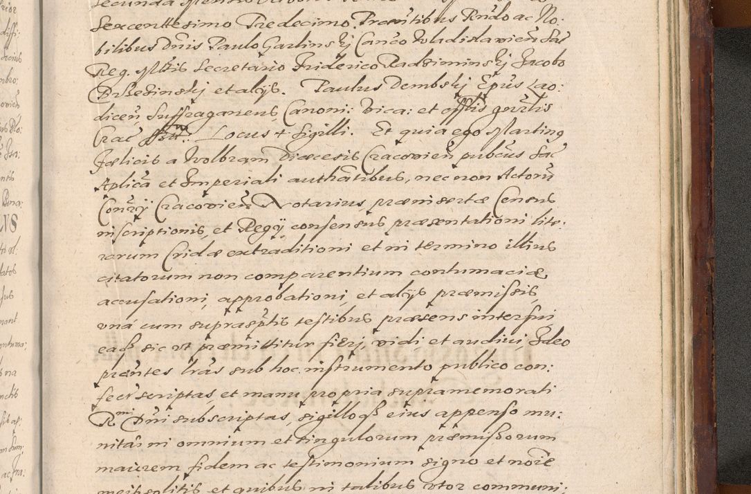 Zdjęcie nr 1415 dla obiektu archiwalnego: Acta actorum causarum sententiarum tam diffinitiuarum quam interloquutorisrum decretorum obligationum quietationum procuratorum constitutionum etc. etc. coram Reverendo Domino Paulo Dembski Dei et Apostolice Sedis Gratia Episcopalo Dicensis Suffraganeo Canonico Vicario in Spiritualibus et Officiali Generali Cracoviensis ad Annum Domini Millesimum Sexcentesimum Undecimum cuius indictio octava pontificatus Sanctissimi Domini Nostri Domini Pauli Divina Providentia Papae Vti foeliciter continuantur
