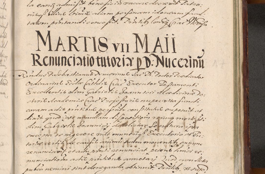 Zdjęcie nr 1287 dla obiektu archiwalnego: Acta actorum causarum sententiarum tam diffinitiuarum quam interloquutorisrum decretorum obligationum quietationum procuratorum constitutionum etc. etc. coram Reverendo Domino Paulo Dembski Dei et Apostolice Sedis Gratia Episcopalo Dicensis Suffraganeo Canonico Vicario in Spiritualibus et Officiali Generali Cracoviensis ad Annum Domini Millesimum Sexcentesimum Undecimum cuius indictio octava pontificatus Sanctissimi Domini Nostri Domini Pauli Divina Providentia Papae Vti foeliciter continuantur