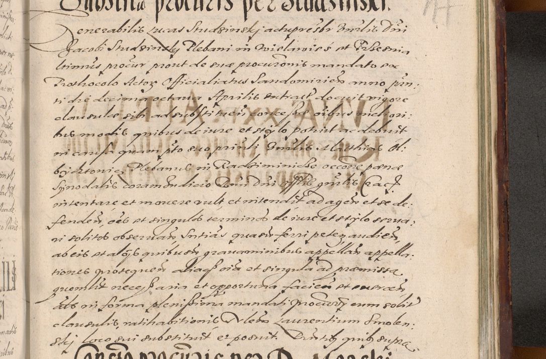 Zdjęcie nr 1277 dla obiektu archiwalnego: Acta actorum causarum sententiarum tam diffinitiuarum quam interloquutorisrum decretorum obligationum quietationum procuratorum constitutionum etc. etc. coram Reverendo Domino Paulo Dembski Dei et Apostolice Sedis Gratia Episcopalo Dicensis Suffraganeo Canonico Vicario in Spiritualibus et Officiali Generali Cracoviensis ad Annum Domini Millesimum Sexcentesimum Undecimum cuius indictio octava pontificatus Sanctissimi Domini Nostri Domini Pauli Divina Providentia Papae Vti foeliciter continuantur