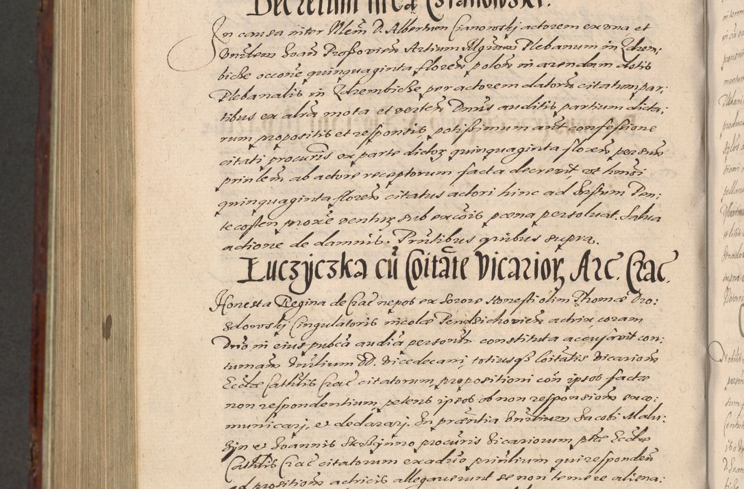 Zdjęcie nr 1262 dla obiektu archiwalnego: Acta actorum causarum sententiarum tam diffinitiuarum quam interloquutorisrum decretorum obligationum quietationum procuratorum constitutionum etc. etc. coram Reverendo Domino Paulo Dembski Dei et Apostolice Sedis Gratia Episcopalo Dicensis Suffraganeo Canonico Vicario in Spiritualibus et Officiali Generali Cracoviensis ad Annum Domini Millesimum Sexcentesimum Undecimum cuius indictio octava pontificatus Sanctissimi Domini Nostri Domini Pauli Divina Providentia Papae Vti foeliciter continuantur