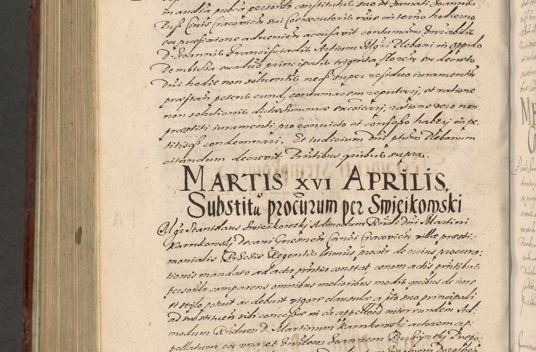Zdjęcie nr 1252 dla obiektu archiwalnego: Acta actorum causarum sententiarum tam diffinitiuarum quam interloquutorisrum decretorum obligationum quietationum procuratorum constitutionum etc. etc. coram Reverendo Domino Paulo Dembski Dei et Apostolice Sedis Gratia Episcopalo Dicensis Suffraganeo Canonico Vicario in Spiritualibus et Officiali Generali Cracoviensis ad Annum Domini Millesimum Sexcentesimum Undecimum cuius indictio octava pontificatus Sanctissimi Domini Nostri Domini Pauli Divina Providentia Papae Vti foeliciter continuantur