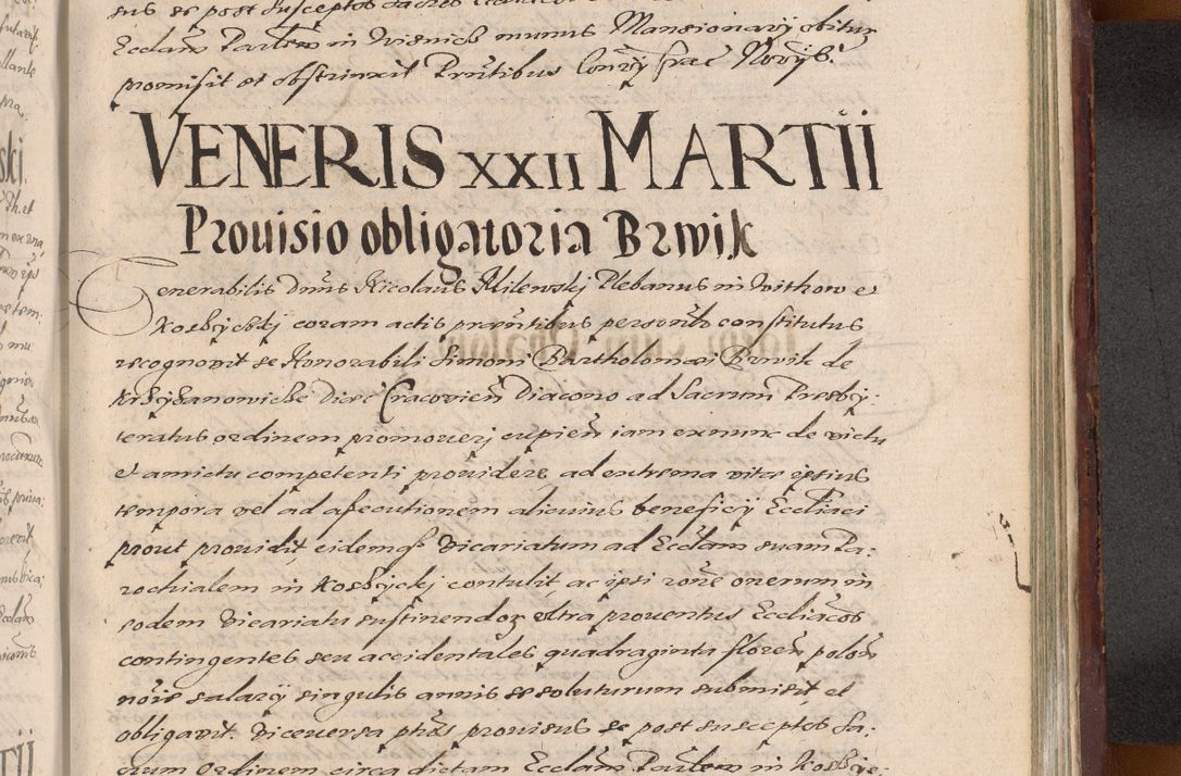 Zdjęcie nr 1229 dla obiektu archiwalnego: Acta actorum causarum sententiarum tam diffinitiuarum quam interloquutorisrum decretorum obligationum quietationum procuratorum constitutionum etc. etc. coram Reverendo Domino Paulo Dembski Dei et Apostolice Sedis Gratia Episcopalo Dicensis Suffraganeo Canonico Vicario in Spiritualibus et Officiali Generali Cracoviensis ad Annum Domini Millesimum Sexcentesimum Undecimum cuius indictio octava pontificatus Sanctissimi Domini Nostri Domini Pauli Divina Providentia Papae Vti foeliciter continuantur