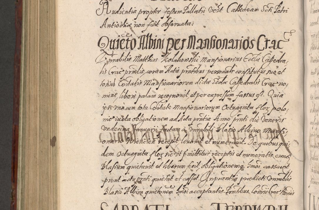 Zdjęcie nr 1170 dla obiektu archiwalnego: Acta actorum causarum sententiarum tam diffinitiuarum quam interloquutorisrum decretorum obligationum quietationum procuratorum constitutionum etc. etc. coram Reverendo Domino Paulo Dembski Dei et Apostolice Sedis Gratia Episcopalo Dicensis Suffraganeo Canonico Vicario in Spiritualibus et Officiali Generali Cracoviensis ad Annum Domini Millesimum Sexcentesimum Undecimum cuius indictio octava pontificatus Sanctissimi Domini Nostri Domini Pauli Divina Providentia Papae Vti foeliciter continuantur