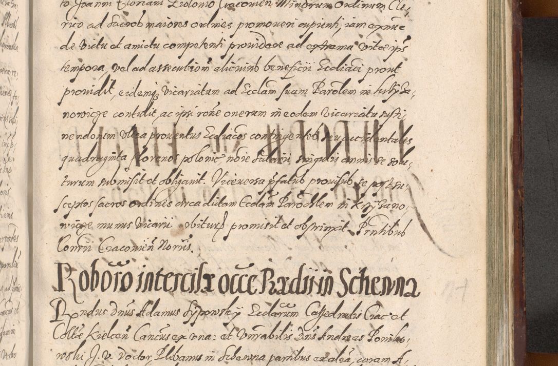 Zdjęcie nr 1165 dla obiektu archiwalnego: Acta actorum causarum sententiarum tam diffinitiuarum quam interloquutorisrum decretorum obligationum quietationum procuratorum constitutionum etc. etc. coram Reverendo Domino Paulo Dembski Dei et Apostolice Sedis Gratia Episcopalo Dicensis Suffraganeo Canonico Vicario in Spiritualibus et Officiali Generali Cracoviensis ad Annum Domini Millesimum Sexcentesimum Undecimum cuius indictio octava pontificatus Sanctissimi Domini Nostri Domini Pauli Divina Providentia Papae Vti foeliciter continuantur
