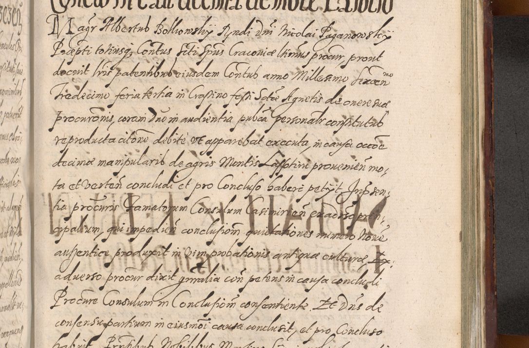 Zdjęcie nr 1157 dla obiektu archiwalnego: Acta actorum causarum sententiarum tam diffinitiuarum quam interloquutorisrum decretorum obligationum quietationum procuratorum constitutionum etc. etc. coram Reverendo Domino Paulo Dembski Dei et Apostolice Sedis Gratia Episcopalo Dicensis Suffraganeo Canonico Vicario in Spiritualibus et Officiali Generali Cracoviensis ad Annum Domini Millesimum Sexcentesimum Undecimum cuius indictio octava pontificatus Sanctissimi Domini Nostri Domini Pauli Divina Providentia Papae Vti foeliciter continuantur