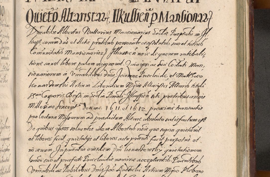 Zdjęcie nr 1117 dla obiektu archiwalnego: Acta actorum causarum sententiarum tam diffinitiuarum quam interloquutorisrum decretorum obligationum quietationum procuratorum constitutionum etc. etc. coram Reverendo Domino Paulo Dembski Dei et Apostolice Sedis Gratia Episcopalo Dicensis Suffraganeo Canonico Vicario in Spiritualibus et Officiali Generali Cracoviensis ad Annum Domini Millesimum Sexcentesimum Undecimum cuius indictio octava pontificatus Sanctissimi Domini Nostri Domini Pauli Divina Providentia Papae Vti foeliciter continuantur