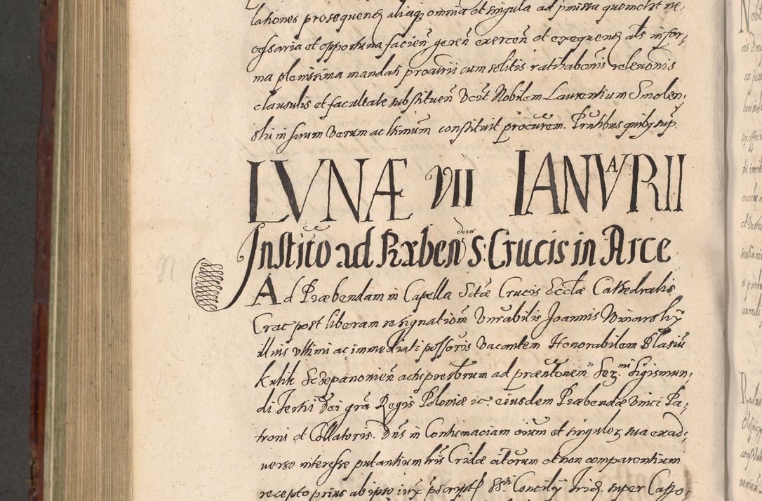 Zdjęcie nr 1084 dla obiektu archiwalnego: Acta actorum causarum sententiarum tam diffinitiuarum quam interloquutorisrum decretorum obligationum quietationum procuratorum constitutionum etc. etc. coram Reverendo Domino Paulo Dembski Dei et Apostolice Sedis Gratia Episcopalo Dicensis Suffraganeo Canonico Vicario in Spiritualibus et Officiali Generali Cracoviensis ad Annum Domini Millesimum Sexcentesimum Undecimum cuius indictio octava pontificatus Sanctissimi Domini Nostri Domini Pauli Divina Providentia Papae Vti foeliciter continuantur