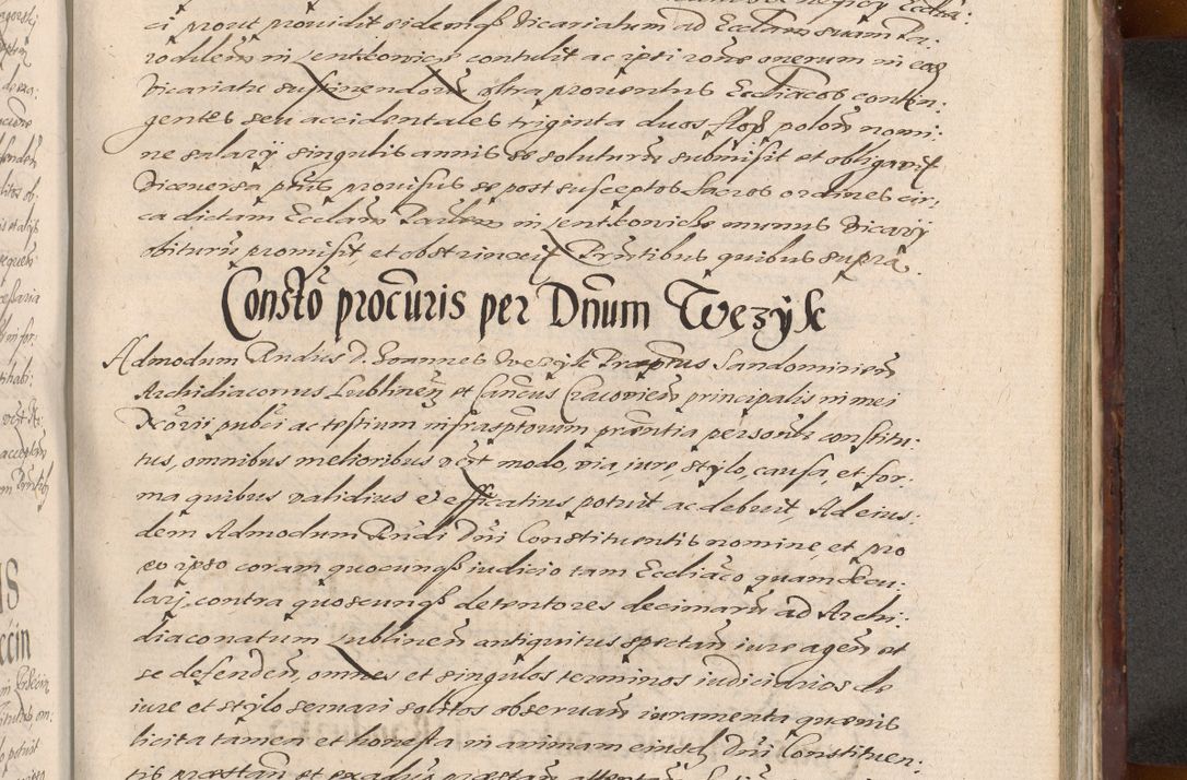 Zdjęcie nr 1057 dla obiektu archiwalnego: Acta actorum causarum sententiarum tam diffinitiuarum quam interloquutorisrum decretorum obligationum quietationum procuratorum constitutionum etc. etc. coram Reverendo Domino Paulo Dembski Dei et Apostolice Sedis Gratia Episcopalo Dicensis Suffraganeo Canonico Vicario in Spiritualibus et Officiali Generali Cracoviensis ad Annum Domini Millesimum Sexcentesimum Undecimum cuius indictio octava pontificatus Sanctissimi Domini Nostri Domini Pauli Divina Providentia Papae Vti foeliciter continuantur