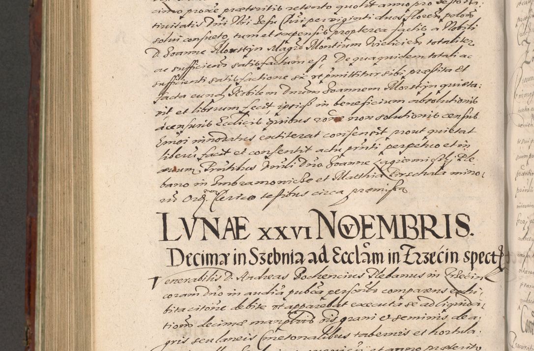 Zdjęcie nr 1034 dla obiektu archiwalnego: Acta actorum causarum sententiarum tam diffinitiuarum quam interloquutorisrum decretorum obligationum quietationum procuratorum constitutionum etc. etc. coram Reverendo Domino Paulo Dembski Dei et Apostolice Sedis Gratia Episcopalo Dicensis Suffraganeo Canonico Vicario in Spiritualibus et Officiali Generali Cracoviensis ad Annum Domini Millesimum Sexcentesimum Undecimum cuius indictio octava pontificatus Sanctissimi Domini Nostri Domini Pauli Divina Providentia Papae Vti foeliciter continuantur