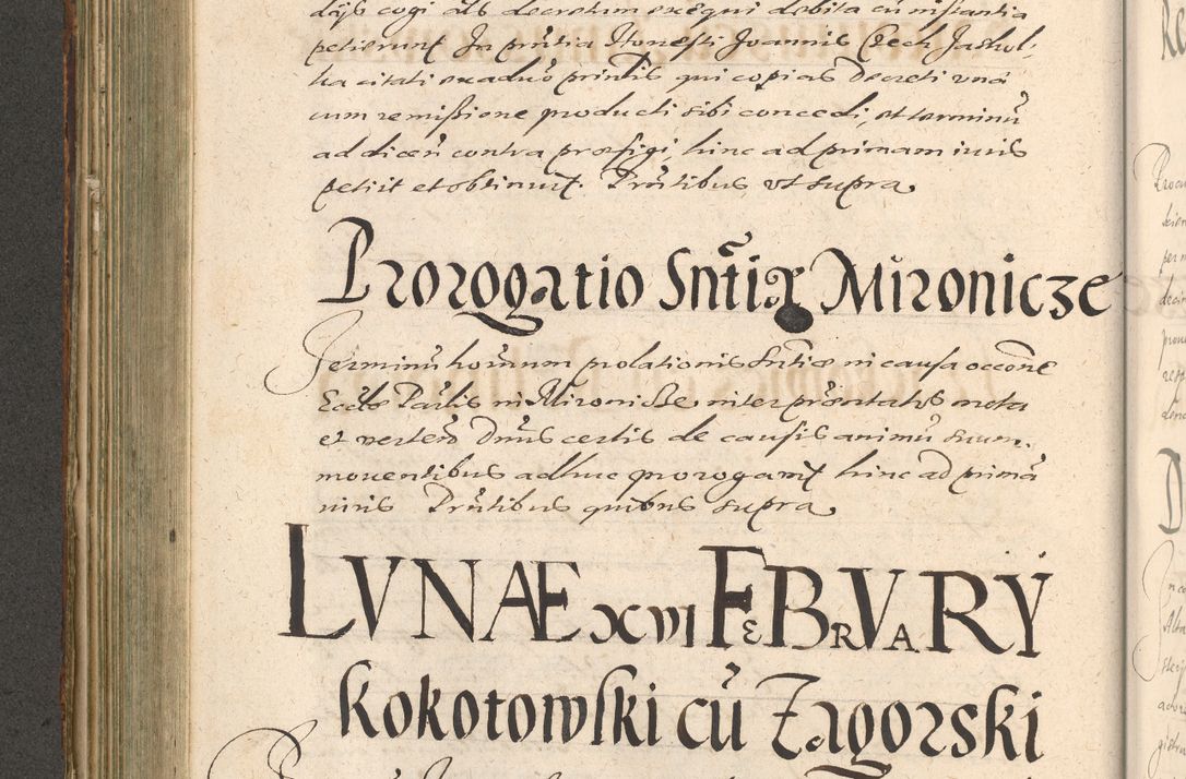 Zdjęcie nr 366 dla obiektu archiwalnego: Illustrissimo et Reverendissimo in Christo Patre Domino Domino Petro Tylicki Dei et Apostolice Sedis Gratia Episcopo Cracoviensis Duce Severiensis Acta actorum causarum sententiarum tam interloquutoriarum quam definitivarum decretorum obligationum, quietationum, recognitionum, constitutionum procuratorum etc. etc. coram Admodum Reverendo Domino Thoma Oborski I. V. Doctore Canonico Vicario in Spiritualibus et Officiali generali Cracoviensis in anno Domini Millesimo Sexcentessimo Decimoquarto Cuius Indictio duodecima Pontificus SS. D. N. D. Pauli Divina providentia Papae quinti Anno decimo foeliciter incipiunt