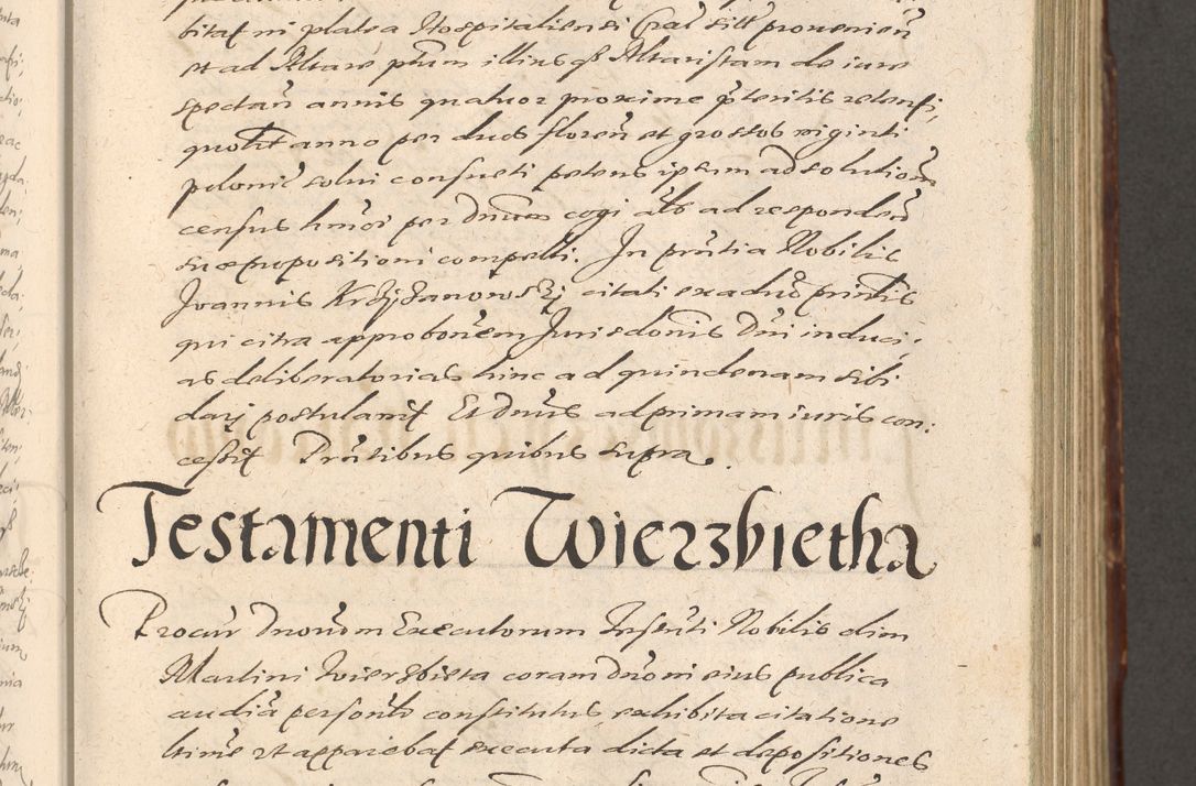 Zdjęcie nr 333 dla obiektu archiwalnego: Illustrissimo et Reverendissimo in Christo Patre Domino Domino Petro Tylicki Dei et Apostolice Sedis Gratia Episcopo Cracoviensis Duce Severiensis Acta actorum causarum sententiarum tam interloquutoriarum quam definitivarum decretorum obligationum, quietationum, recognitionum, constitutionum procuratorum etc. etc. coram Admodum Reverendo Domino Thoma Oborski I. V. Doctore Canonico Vicario in Spiritualibus et Officiali generali Cracoviensis in anno Domini Millesimo Sexcentessimo Decimoquarto Cuius Indictio duodecima Pontificus SS. D. N. D. Pauli Divina providentia Papae quinti Anno decimo foeliciter incipiunt