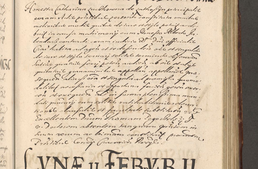 Zdjęcie nr 337 dla obiektu archiwalnego: Illustrissimo et Reverendissimo in Christo Patre Domino Domino Petro Tylicki Dei et Apostolice Sedis Gratia Episcopo Cracoviensis Duce Severiensis Acta actorum causarum sententiarum tam interloquutoriarum quam definitivarum decretorum obligationum, quietationum, recognitionum, constitutionum procuratorum etc. etc. coram Admodum Reverendo Domino Thoma Oborski I. V. Doctore Canonico Vicario in Spiritualibus et Officiali generali Cracoviensis in anno Domini Millesimo Sexcentessimo Decimoquarto Cuius Indictio duodecima Pontificus SS. D. N. D. Pauli Divina providentia Papae quinti Anno decimo foeliciter incipiunt